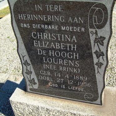 LOURENS Christina Elizabeth de Hoogh nee BRINK 1889-1956