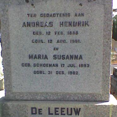 LEEUW Andreas Hendrik 1888-1951 &amp; Maria Susanna SCHOEMAN 1893-1982