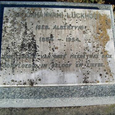 LUCKHOFF J.G. nee ALBERTYN 1884-1954