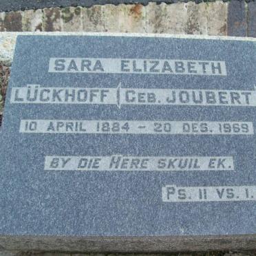 LUCKHOFF Sara Elizabeth nee JOUBERT 1884-1969