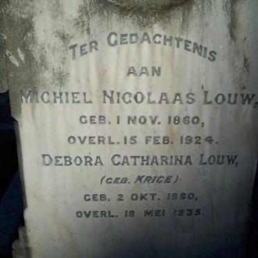 LOUW Michiel Nicolaas 1860-1924 &amp; Debora Catharina KRIGE 1860-1935