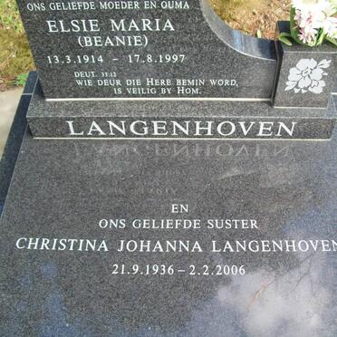 LANGENHOVEN Elsie Maria 1914-1997 :: LANGENHOVEN Christina Johanna 1936-2006