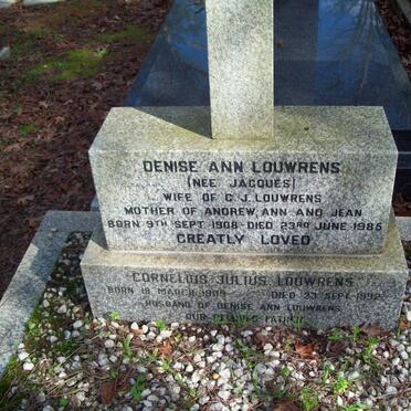 LOUWRENS Cornelius Julius 1909-1992 &amp; Denise Ann JACQUES 1908-1985