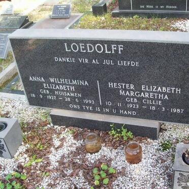LOEDOLFF Anna Wilhelmina Elizabeth nee HUISAMEN 1927-1993 :: LOEDOLFF Hester Elizabeth Margaretha nee CILLIE 1923-1987