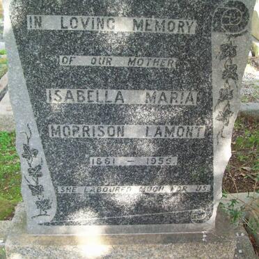 LAMONT Isabella Maria Morrison 1881-1955