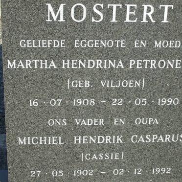 MOSTERT Michiel Hendrik Casparus 1902-1992 &amp; Martha Hendrina Petronella VILJOEN 1908-1990