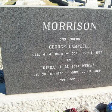 MORRISON George Campbell 1888-1953 &amp; Frieda J.M. WEICH 1890-1968