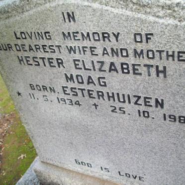 MOAG Hester Elizabeth nee ESTERHUIZEN 1934-1987