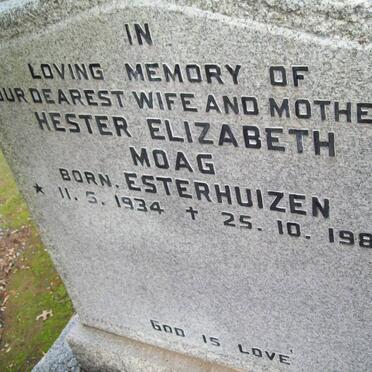 MOAG Hester Elizabeth nee ESTERHUIZEN 1934-1987