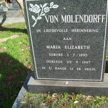 MOLENDORFF Maria Elizabeth, van 1895-1987