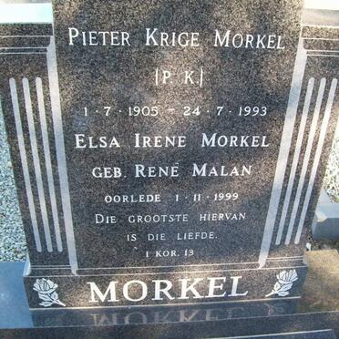 MORKEL Pieter Krige 1905-1993 &amp; Elsa Irene MALAN -1999