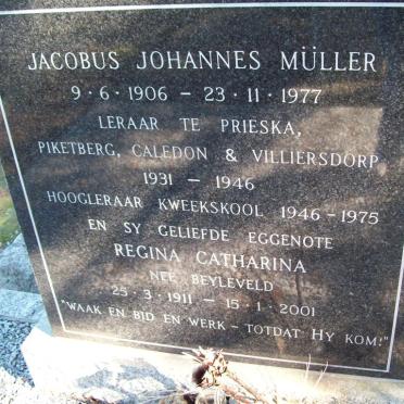 MULLER Jacobus Johannes 1906-1977 &amp; Regina Catharina BEYLEVELD 1911-2001