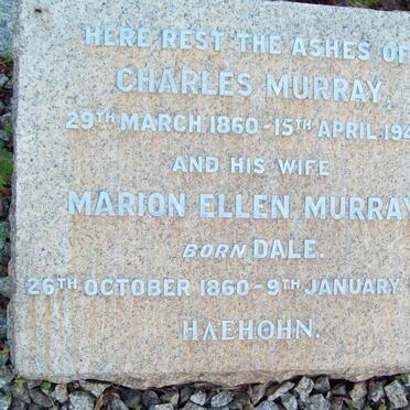 MURRAY Charles 1860-1946 &amp; Marion Ellen DALE 1860-1947