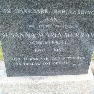 MURRAY Susanna Maria nee KRIEL 1873-1962