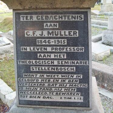 MULLER C.F.J. 1846-1915 &amp; Johanna Hendrika LOUW -1944