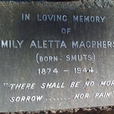MACPHERSON Emily Aletta nee SMUTS 1874-1944