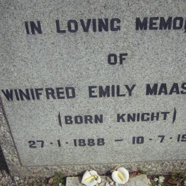 MAASDORP Winifred Emily nee KNIGHT 1888-1979