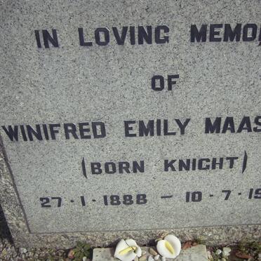 MAASDORP Winifred Emily nee KNIGHT 1888-1979