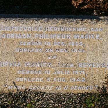 MARITZ Adriaan Philippus 1865-1941 &amp; Sophia BEYERS 1871-1942
