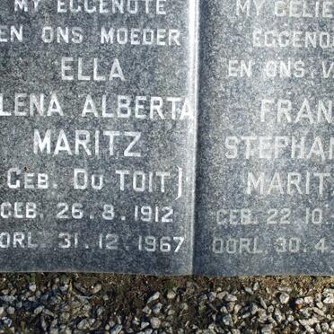 MARITZ Frans Stephanus 1906-1973  &amp; Ella Elena Alberta DU TOIT 1912-1967