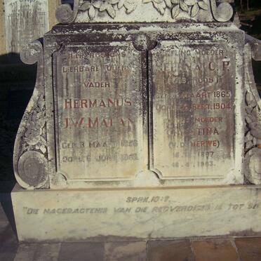 MALAN Hermanus J.W. 1856-1946 &amp; Helena C.P. ROOS 1865-1904 &amp; Christina V.D. MERWE 1867-1963