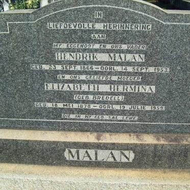 MALAN Hendrik 1866-1953 &amp; Elizabeth Hermina BREDELL 1878-1959
