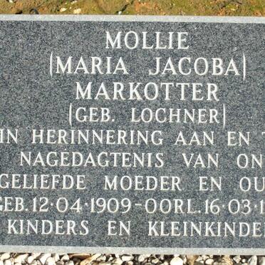 MARKOTTER Maria Jacoba nee LOCHNER 1909-1984