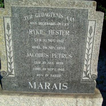 MARAIS Jacobus Petrus 1859-1952 &amp; Rykie Hester 1861-1939