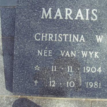MARAIS Christina E. nee VAN WYK 1904-1981