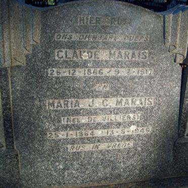 MARAIS Claude 1886-1917 &amp; Maria J.C. DE VILLIERS 1864-1949