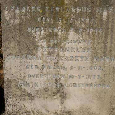 MARAIS Charles Gerhardus 1792-1854 &amp; Petronella Johanna Elizabeth NIELEN 1802-1873