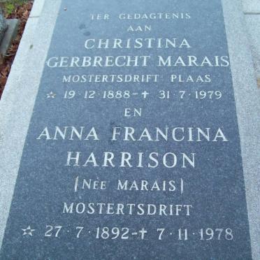 MARAIS Christina Gerbrecht 1888-1979 :: HARRISON Anna Francina nee MARAIS 1892-1978
