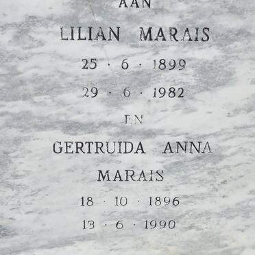MARAIS Lilian 1899-1992 :: MARAIS Gertruida Anna 1896-1990
