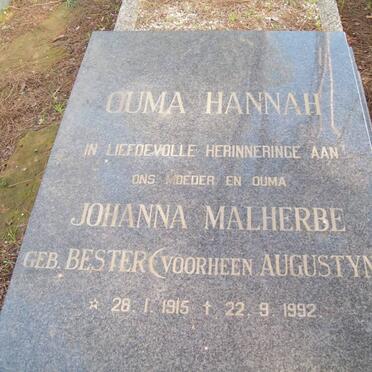 MALHERBE Johanna Malherbe voorheen AUGUSTYN nee BESTER 1915-1992