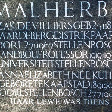 MALHERBE Izak de Villiers 1888-1967 &amp; Anna Elizabeth KUHN 1904-1999