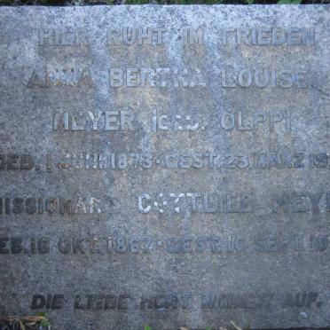 MEYER Gottlieb 1867-1958 &amp; Anna Bertha Louise OLPP 1873-1956
