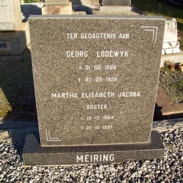 MEIRING Georg Lodewyk 1866-1928, MEIRING Martha Elisabeth Jacoba 1904-1987