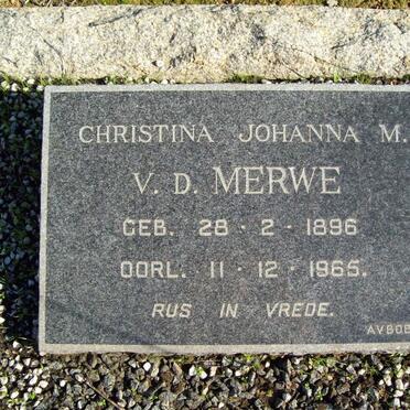 MERWE Christina Johanna M., v.d. 1896-1965