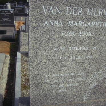 MERWE Anna Margaretha, van der nee ROUX 1902-1982