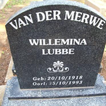 MERWE Willemina Lubbe, van der 1918-1993