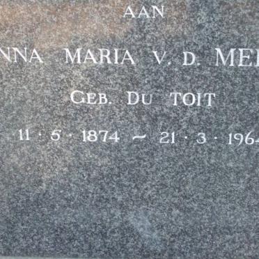 MERWE Anna Maria, v.d. nee DU TOIT 1874-1964