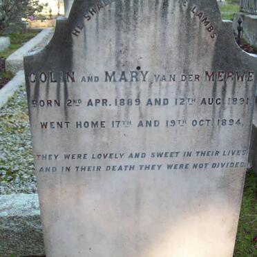 MERWE Colin, van der 1889-1984 :: VAN DER MERWE Mary 1891-1894