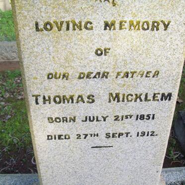 MICKLEM Thomas 1851-1912