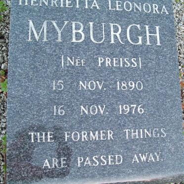 MYBURGH Henrietta Leonora nee PREISS 1890-1976