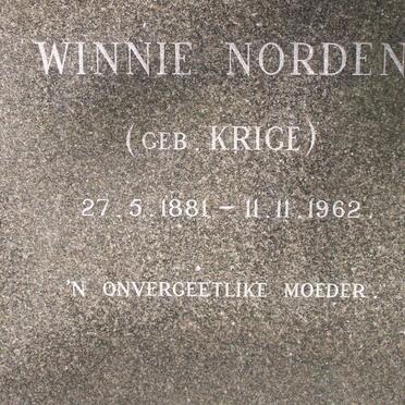 NORDEN Winnie nee KRIGE 1881-1962