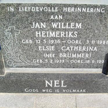 NEL Jan Willem Heimeriks 1936-1988 &amp; Elsie Catherina BRUMMER 1937-1991