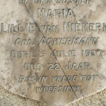 NIEKERK Maria Lillie, van nee ACKERMANN -1937