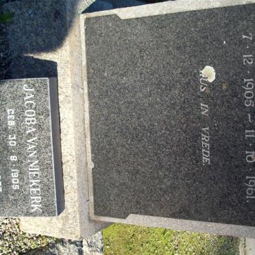 NIEKERK A.J., van 1905-1961 &amp; Jacoba 1905-1993