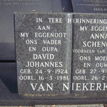 NIEKERK David Johannes, van 1924-1981 &amp; Anna SCHENCK voorheen VAN NIEKERK 1921-1988