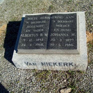 NIEKERK Albertus B.W. 1893-1965 &amp; Johanna M. 1899-1986